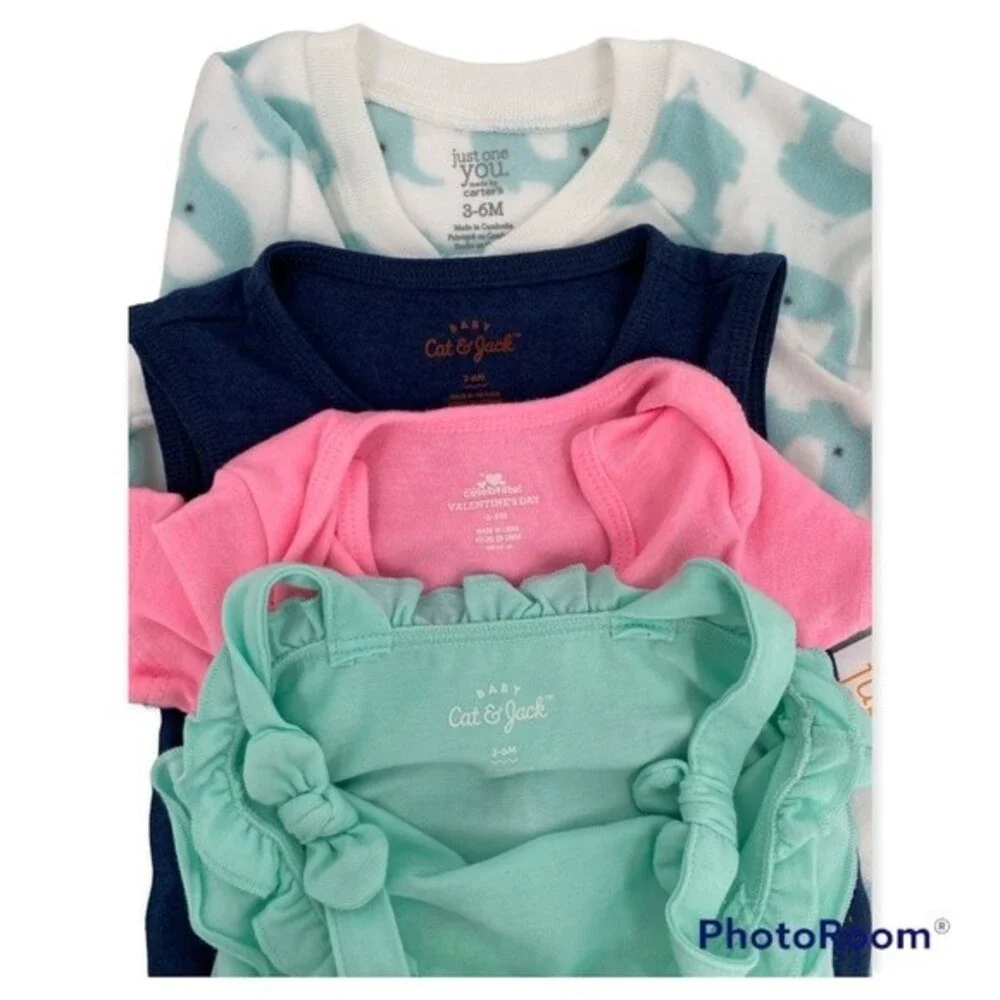 Cat & Jack Lot Of 4 One-Piece Bodysuit Multicolor Size 3-6m